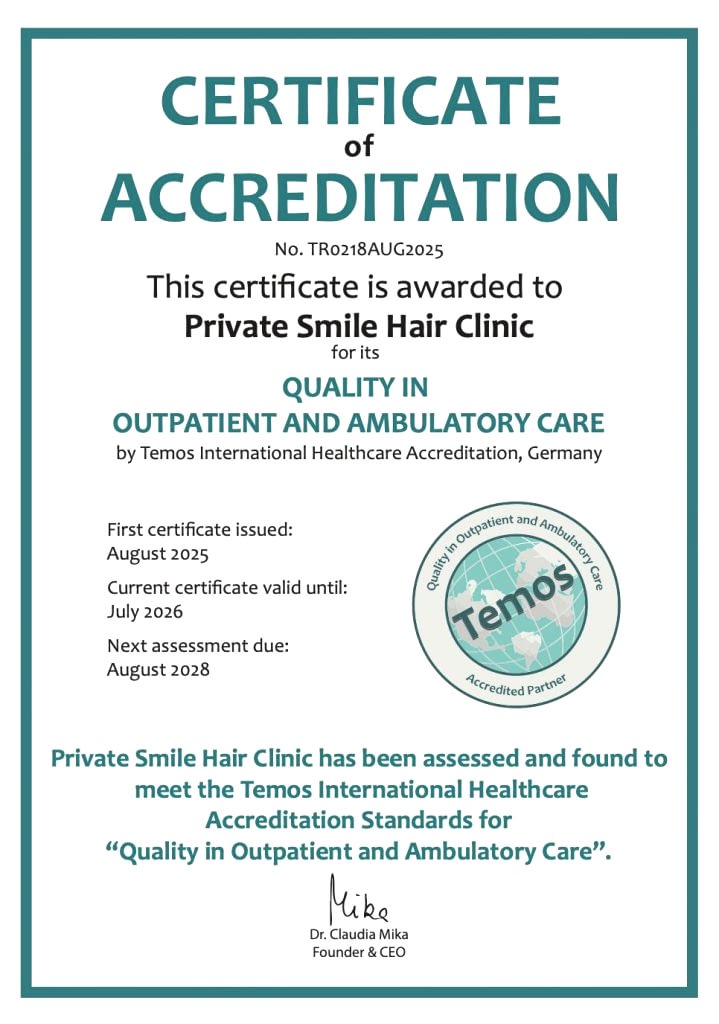 Smile Hair Clinic: TEMOS’tan A-Rated Sertifika Alan Dünyadaki İlk Saç Ekimi Kliniği